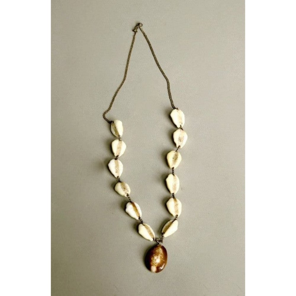 Cowrie Shell Beaded Necklace Ethnic Handmade Vintage Jewelry